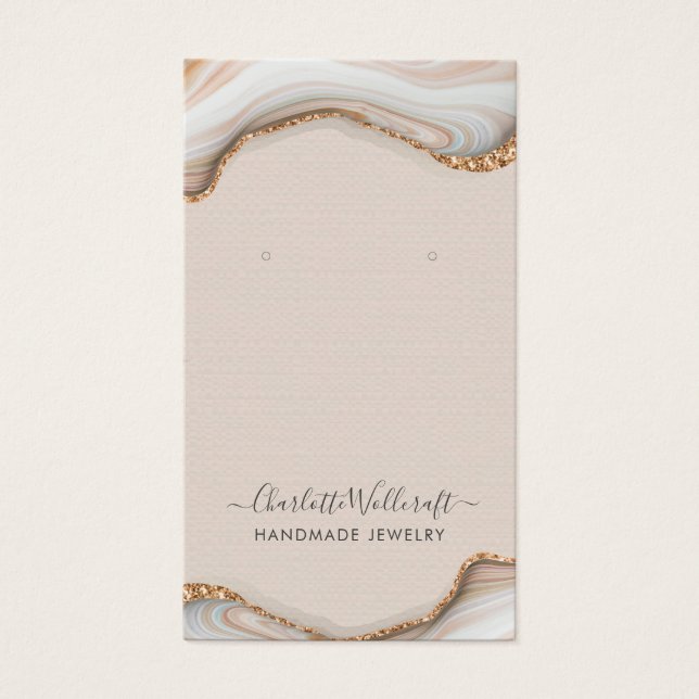 Pink Blush Agate Geode Earring Display Card (Vorderseite)