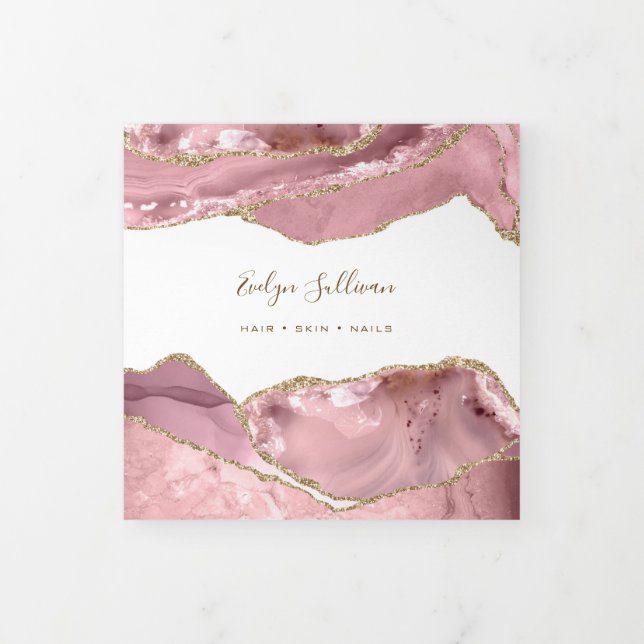 Pink Blush Agate Trifold Broschüre (Cover)