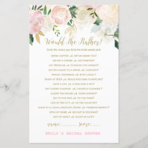 Pink Blush and Gold Brautparty Game DRUCKT