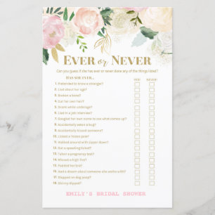 Pink Blush and Gold Brautparty Game DRUCKT