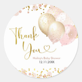 Pink Blush Ballon Babydusche Danke Sticker