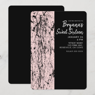 Pink Blush & Black Paint Sweet 16 JEDES ALTER Part Einladung