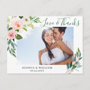 Pink Blush Blume Grüne Florenz Vielen Dank Postkarte