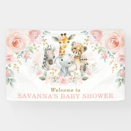 Pink Blush Blume Jungle Safari Baby Willkommen Banner