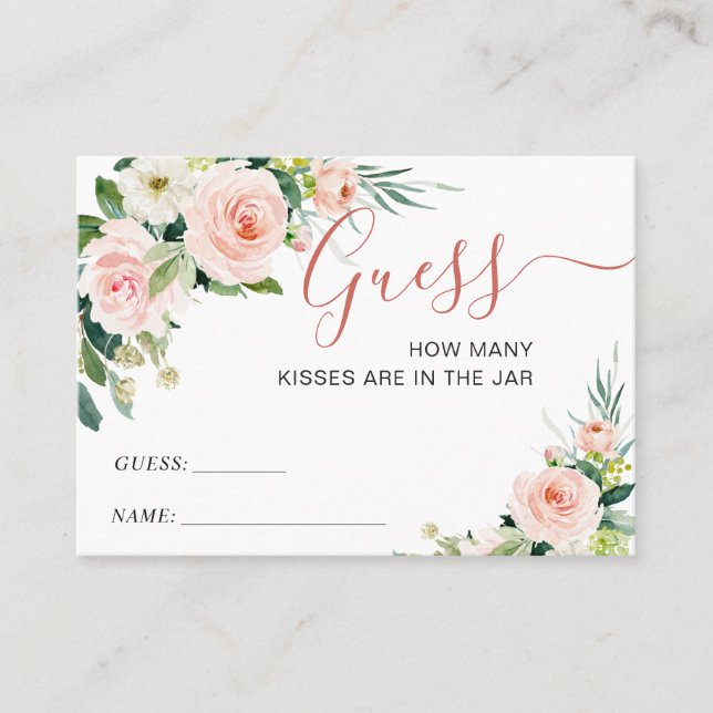 Pink Blush Blume Raten Sie, wie viele Game Card Visitenkarte (Vorderseite)