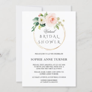 Pink Blush Blume Virtual Brautparty by Mail Einladung