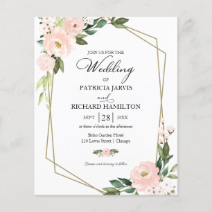 Pink Blush Blumenbudget Einladung Hochzeit