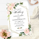 Pink Blush Blumenbudget Einladung Hochzeit<br><div class="desc">Elegante,  geometrische Blumen,  erschwingliche Hochzeit 5, 5"x 8, 5" Einladungen. BITTE BEACHTEN SIE: Die Umschläge sind NICHT INKLUSIVE; weiße Umschläge können separat erworben werden.</div>