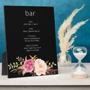 Pink Blush Blütenblütenblume Bar Schild Easel Schw Fotoplatte