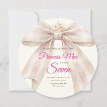 Pink Blush Bow Princess Ribbon Birthday Invitation