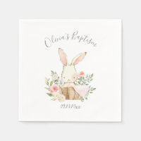 Pink Blush Bunny Rabbit Girl Baby Taufe Napkins