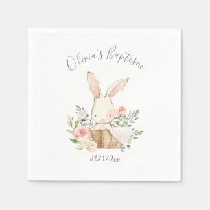 Pink Blush Bunny Rabbit Girl Baby Taufe Napkins Serviette