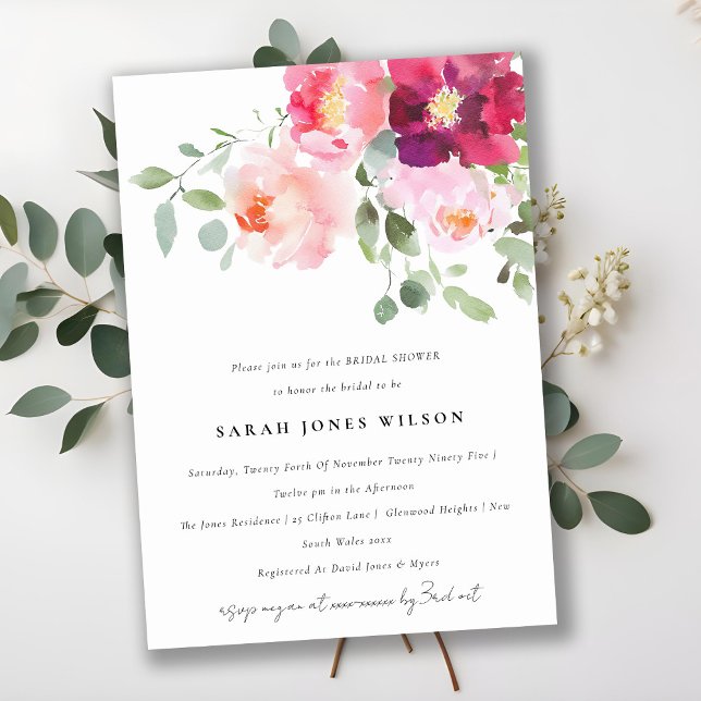 Pink Blush Burgund Rose Wasserfarbe Brautparty Einladung (Von Creator hochgeladen)