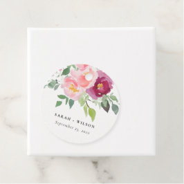 Pink Blush Burgund Rose Wasserfarbenprägung Geschenkanhänger