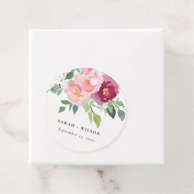 Pink Blush Burgund Rose Wasserfarbenprägung Geschenkanhänger (Beispiel)