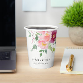 Pink Blush Burgund Rose Wasserfarbenprägung Pappbecher