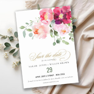 Pink Blush Burgund Rose Wasserfarbenprägung Tischnummer
