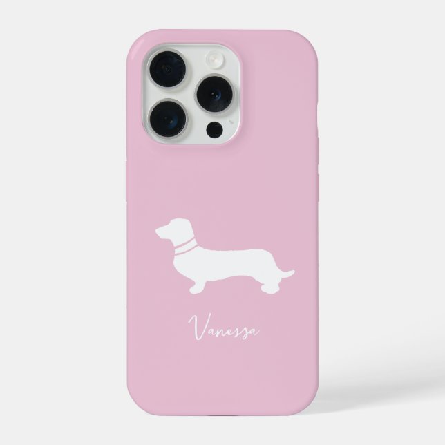 Pink blush champagne custom modern dachsund iPhone hülle (Rückseite)