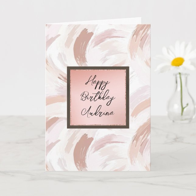 Pink Blush Cream Abstract Geburtstag Karte (Kleine Pflanze)