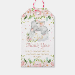 Pink Blush Floral Baby Elephant Vielen Dank für Ih Geschenkanhänger