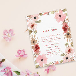 Pink Blush Floral Botanical Wedding Details Begleitkarte