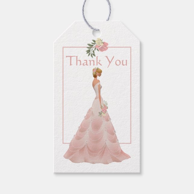 Pink Blush Floral Brautparty "Danke. Geschenkanhänger (Vorderseite)