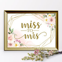 Pink Blush Floral Geometric Miss an Frau Sign