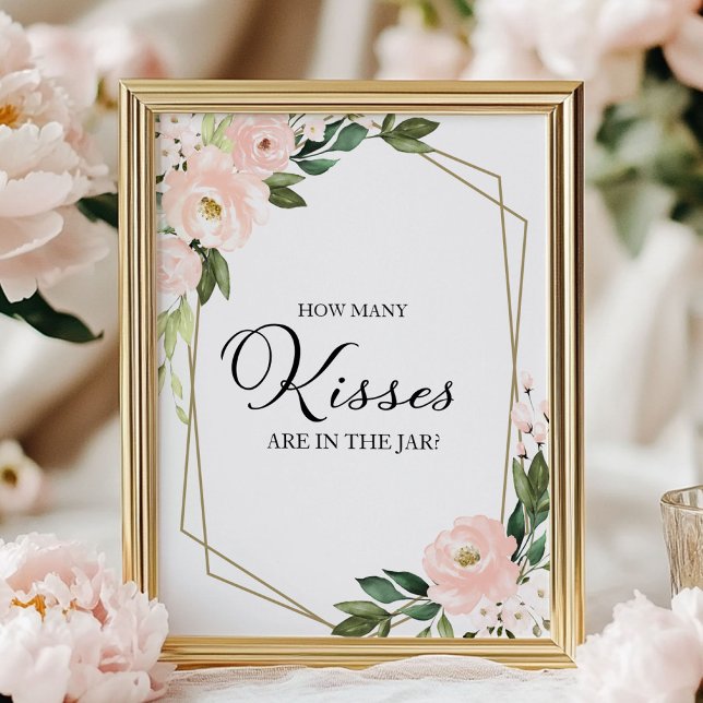 Pink Blush Floral Geometrie Wie viele Küsse signie Poster (Von Creator hochgeladen)