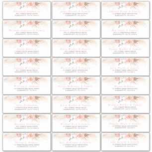 Pink Blush Floral Individuelle Gästebelchen Aufkleber