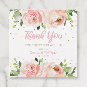 Pink Blush Floral Rose Kinderdusche Vielen Dank Geschenkanhänger