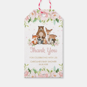 Pink Blush Floral Woodland Tiere Vielen Dank Geschenkanhänger
