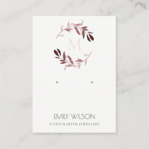 PINK BLUSH FOLIAGE MONOGRAM EARRING DISPLAY LOGO VISITENKARTE