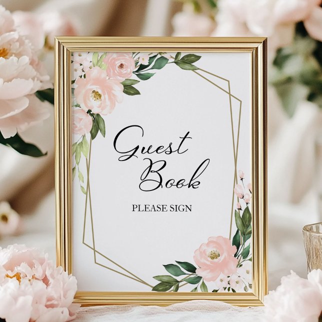 Pink Blush Geometric Guest Book Sign Poster (Von Creator hochgeladen)