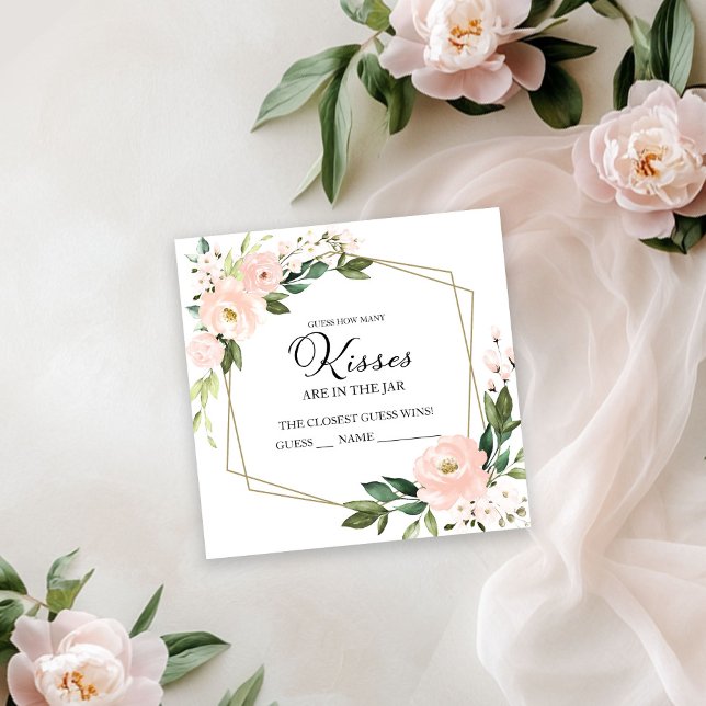 Pink Blush Geometric rät wie viele Kisses Cards Begleitkarte (Von Creator hochgeladen)
