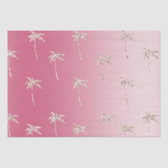 Pink Blush Glitzer Palm Trees Ombre Seidenpapier (Vorderseite)