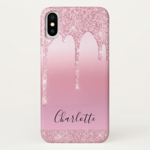 Pink Blush Glitzer Tropfen Name Monogram Case Mate