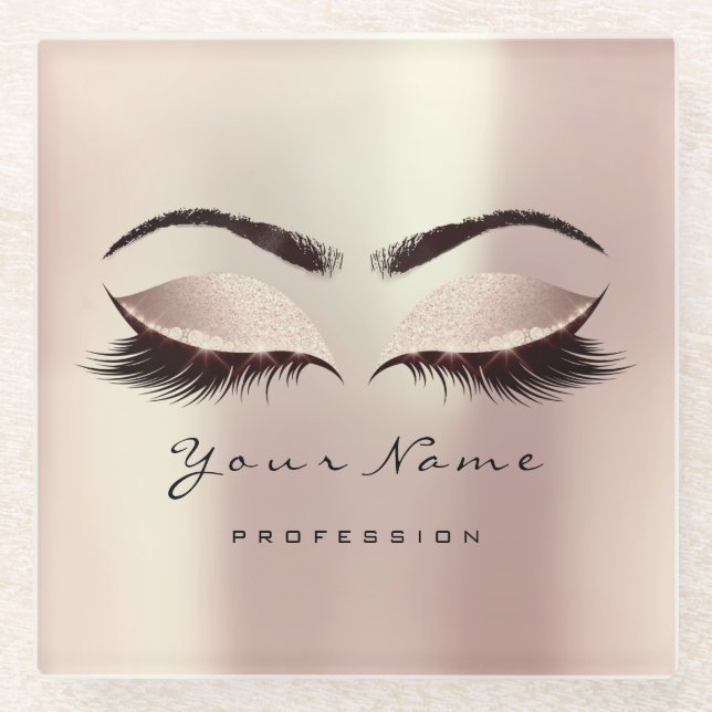 Pink Blush Glitzern Makeup Artist Lashes Glasuntersetzer (Vorderseite)