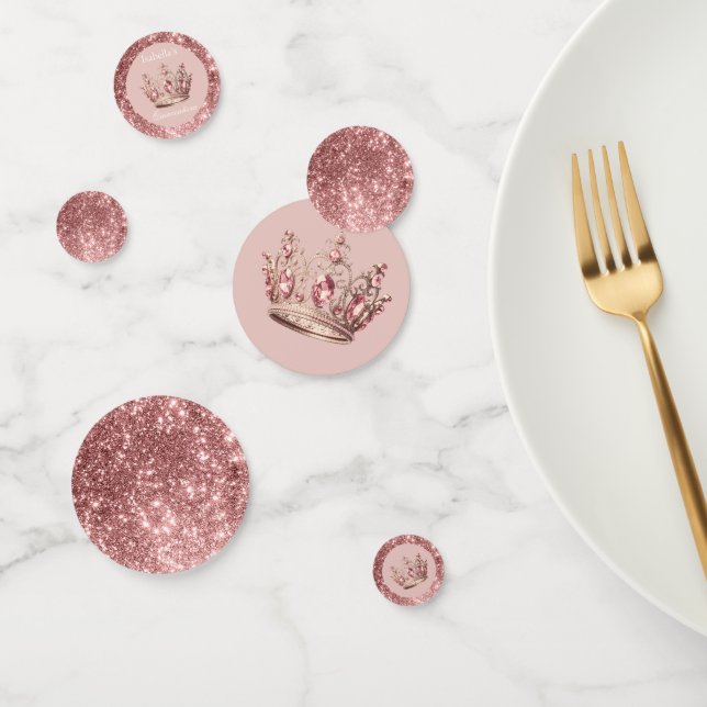 Pink Blush Glitzern Tiara Crown Quinceñera Konfetti (Gruppe)