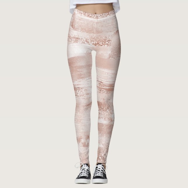 Pink Blush Glitzy Glitzer Leggings (Vorderseite)