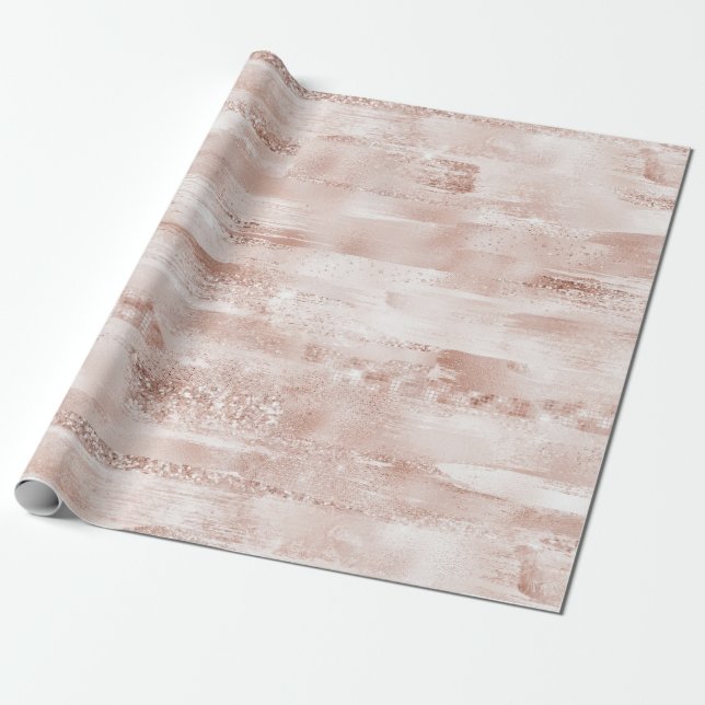 Pink Blush Glitzy Glitzer Sparkline Geschenkpapier (Ungerollt)