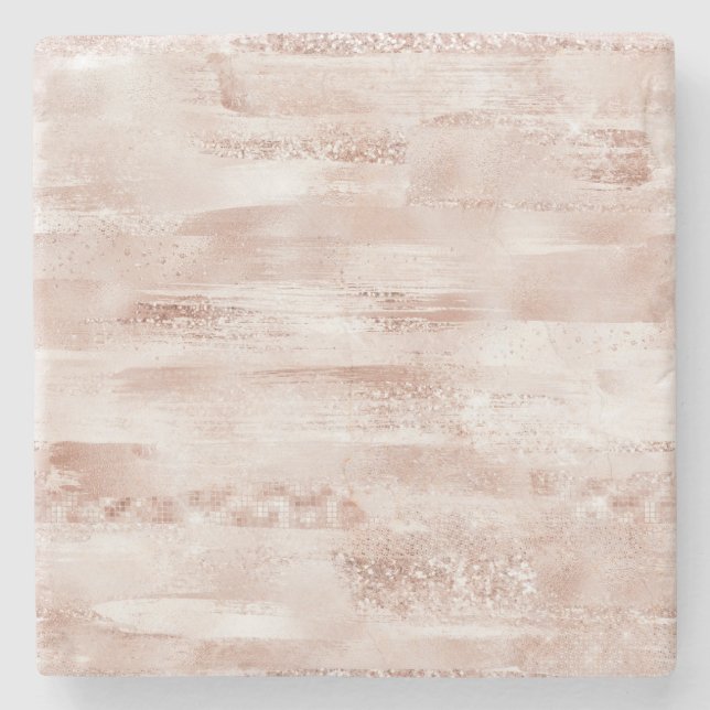 Pink Blush Glitzy Glitzer Steinuntersetzer (Vorderseite)