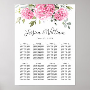 Pink Blush Hydrangea Floral 8 Tische SITZPLATZ Poster