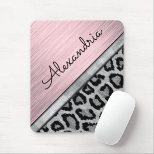 Pink Blush Illuminant Leopard Print Mousepad