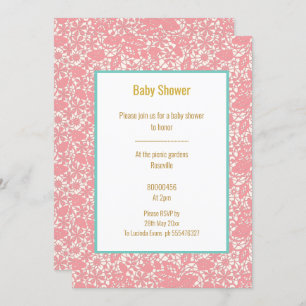 PINK BLUSH LACE BLAUE GRENZE BABY DUSCHE EINLADUNG