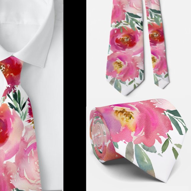 Pink Blush Light Hübsche Rose Floral Neck Tie Krawatte (Von Creator hochgeladen)