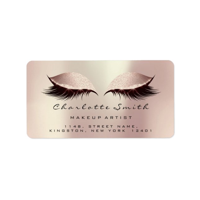 Pink Blush Makeust Artist Lashes Beauty UAWG Adressaufkleber (Vorne)