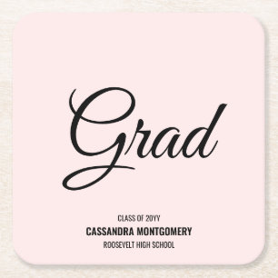 Pink Blush Modern Graduation Party Rechteckiger Pappuntersetzer