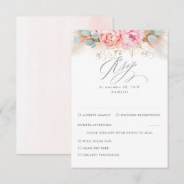 Pink Blush Pampas Grass Wedding RSVP Karte