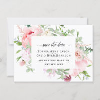 Pink Blush Peonies Bloom Wedding Calligraphy