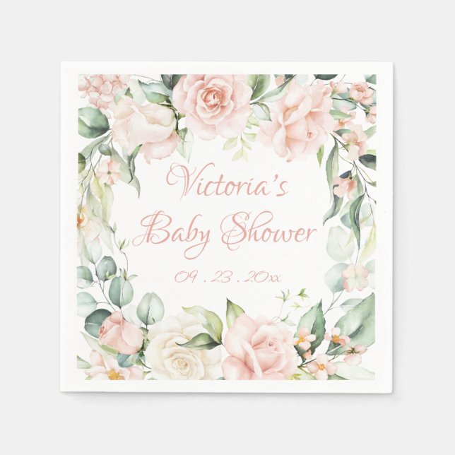 Pink Blush Personalisierte Babydusche Serviette (Vorderseite)